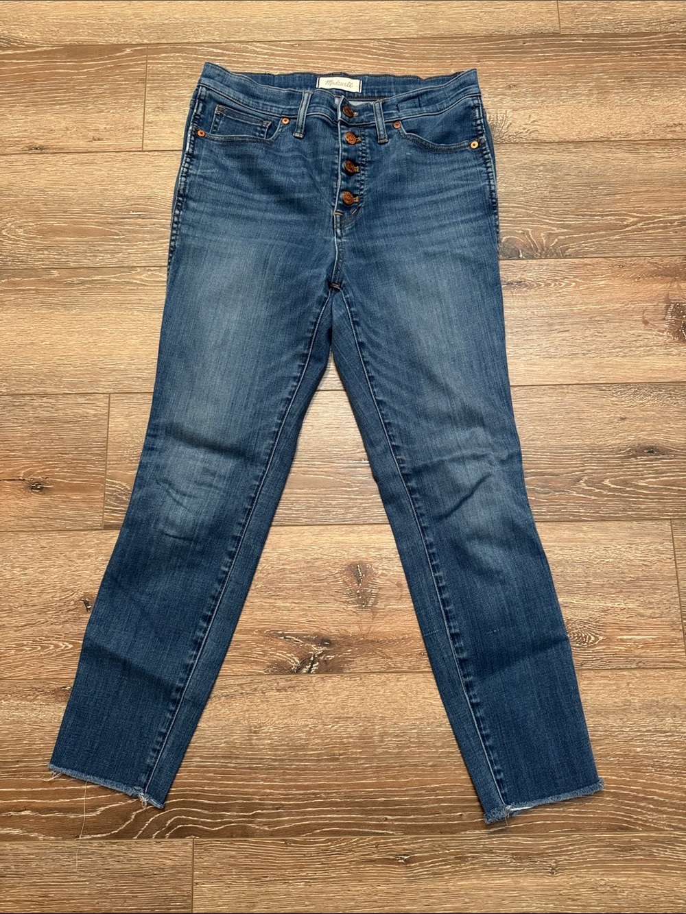 Madewell Medium Blue High-Rise Button-Fly Skinny Jeans 28